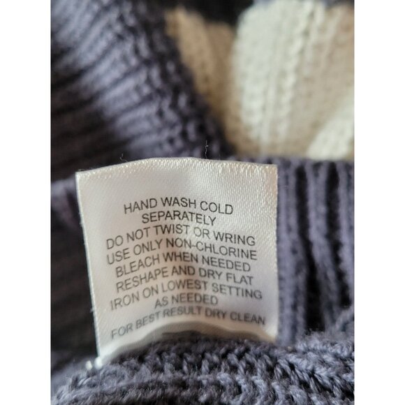 Pink Rose Sweater Juniors XL Gray Stripe Knit Vintage - Picture 5 of 8